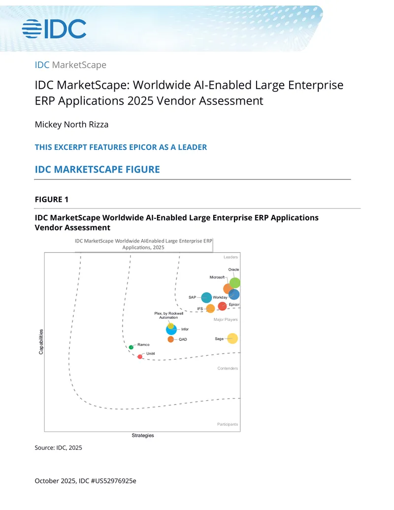 Worldwide AI-Enabled Large Enterprise ERP Applications 2025 Vendor Assessment