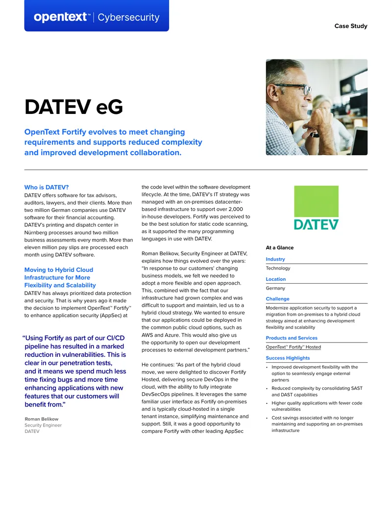 DATEV Case Study on Application Security Modernization