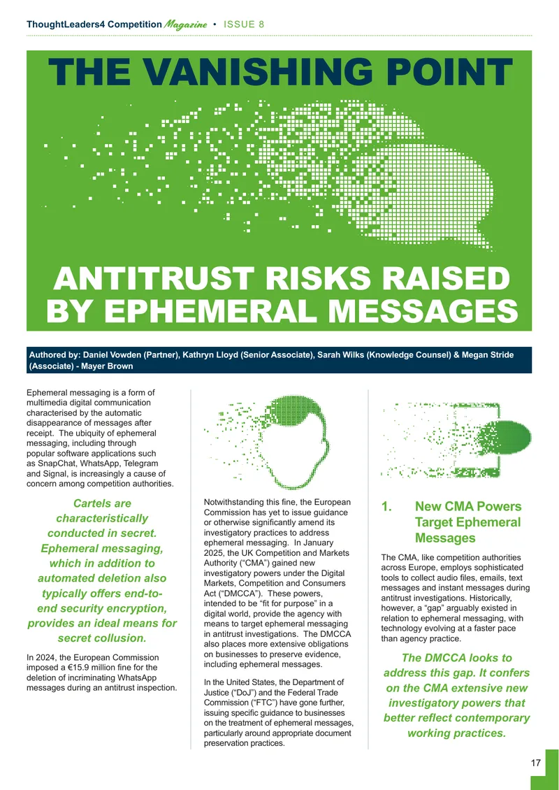 Antitrust Risks Associated with Ephemeral Messaging