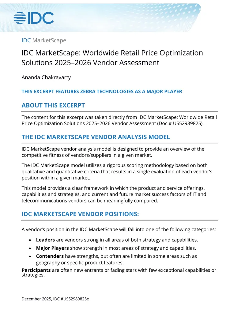 Worldwide Retail Price Optimization Solutions Vendor Assessment