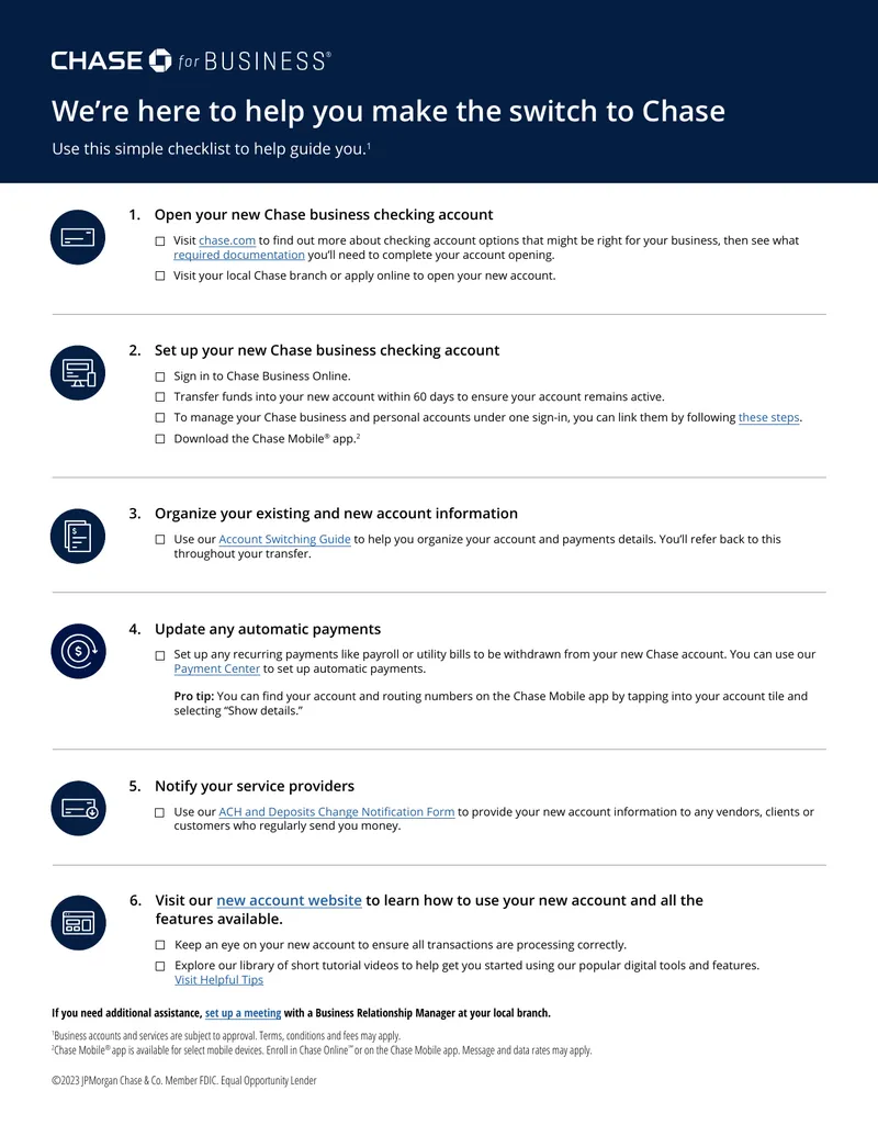 Chase Business Account Switching Guide