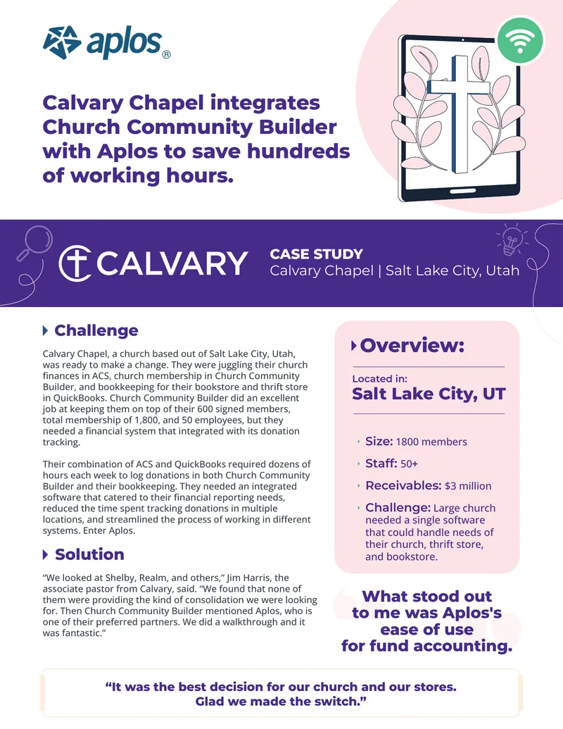 Calvary Chapel Financial System Integration Case Study