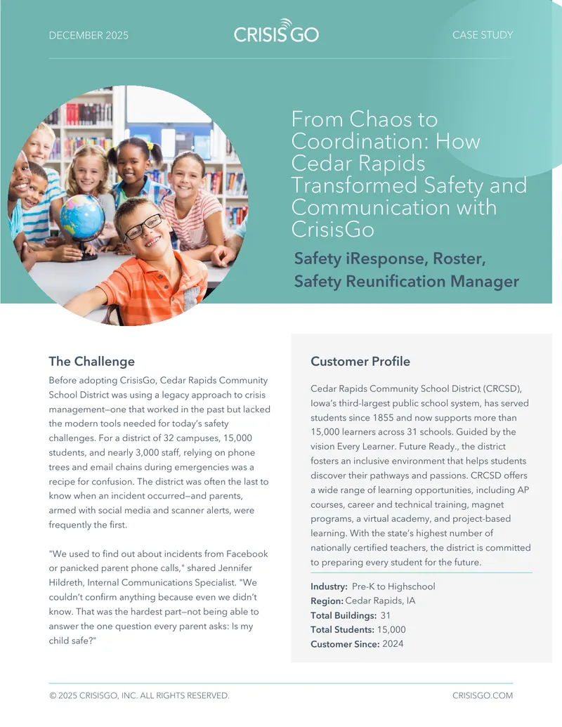 Cedar Rapids Community School District Safety Transformation Case Study