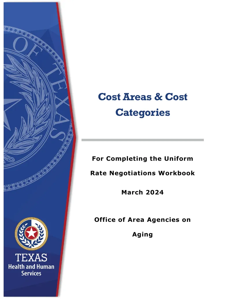 Cost Areas and Categories for Rate Negotiations Workbook