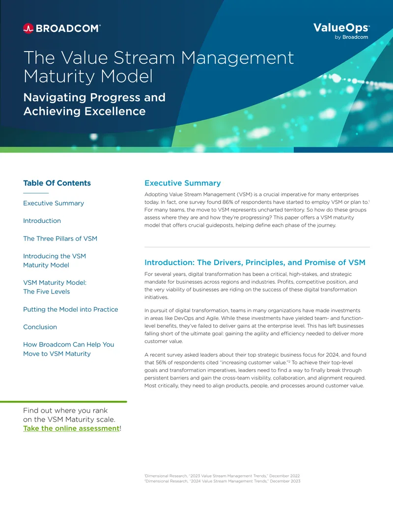 Value Stream Management Maturity Model White Paper preview page 1