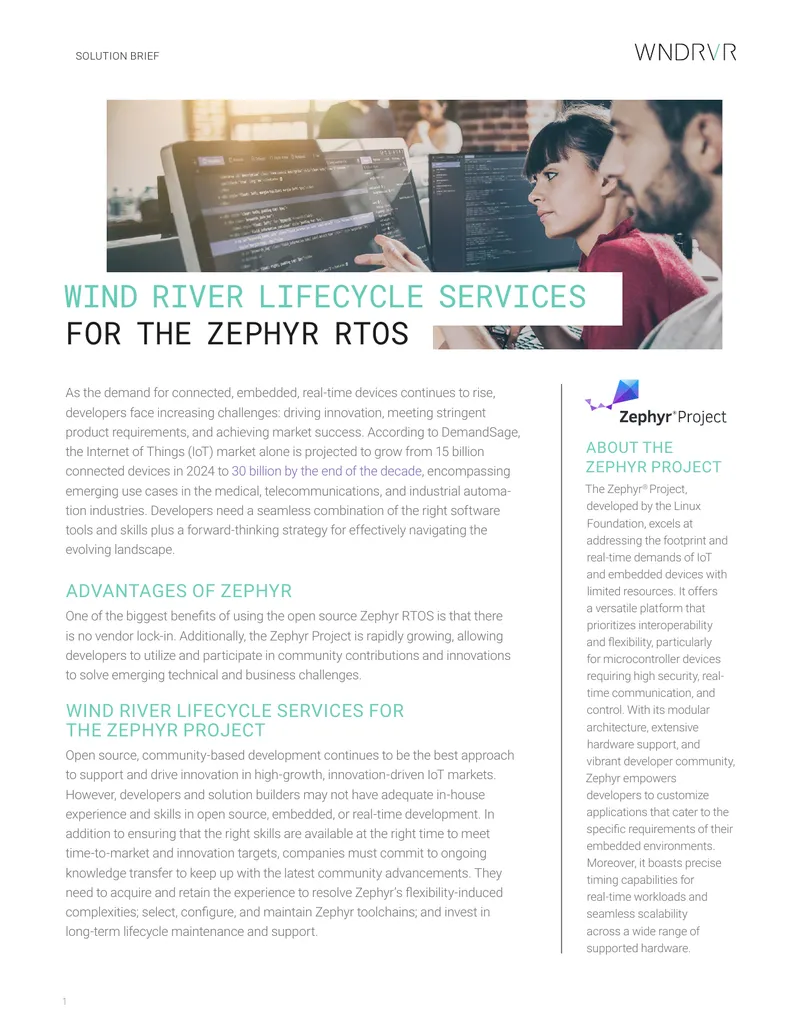 Wind River Lifecycle Services for Zephyr RTOS