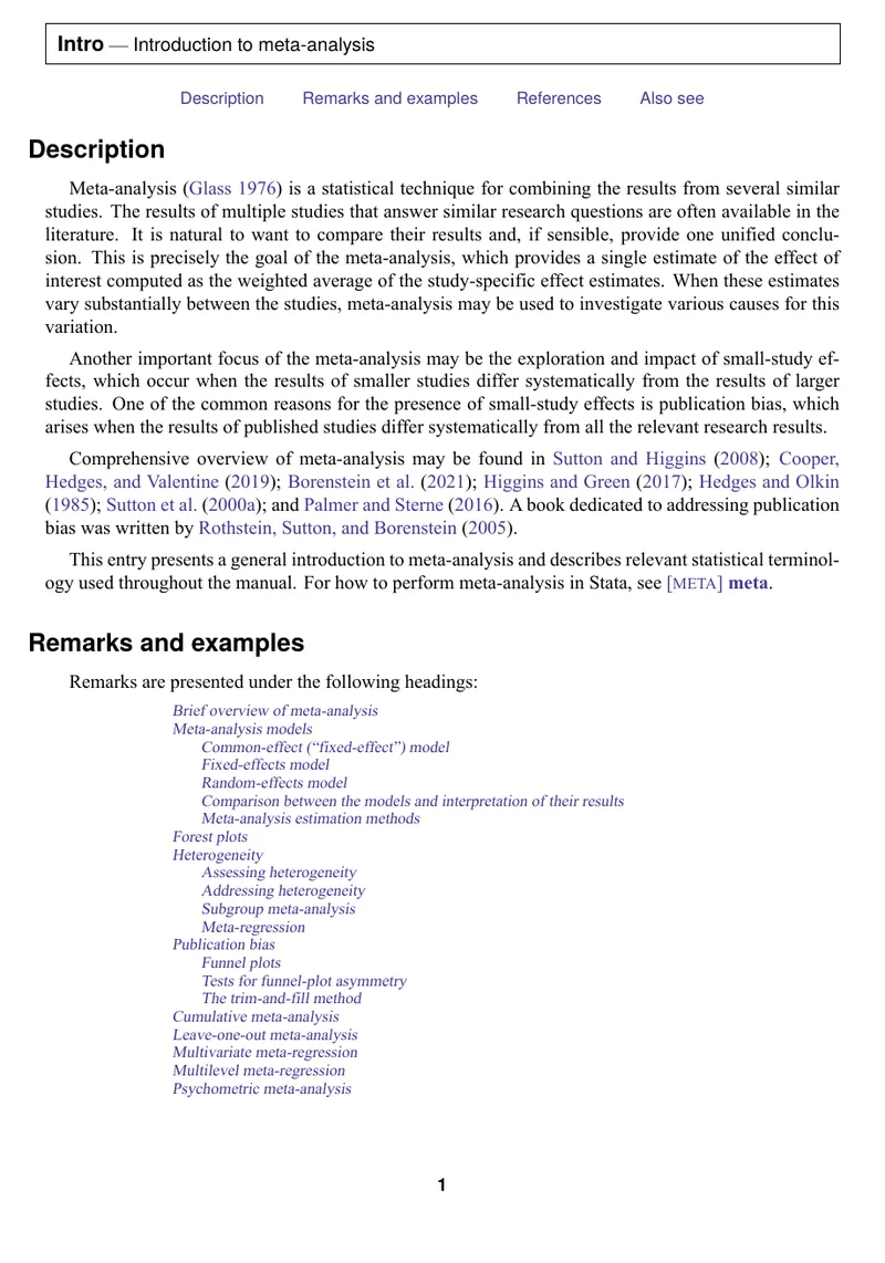 Introduction to Meta-Analysis Techniques