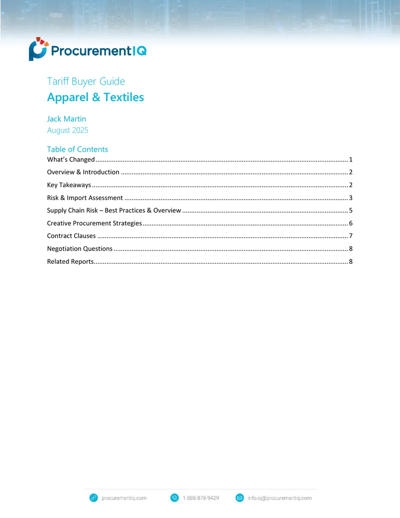Tariff Buyer Guide for Apparel and Textiles