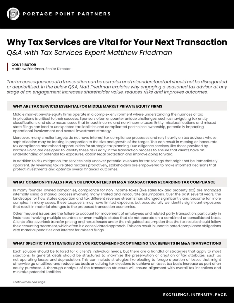 Importance of Tax Services for Private Equity Transactions