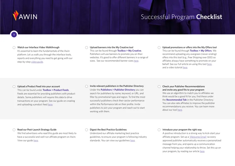 Successful Program Checklist for Affiliate Marketing