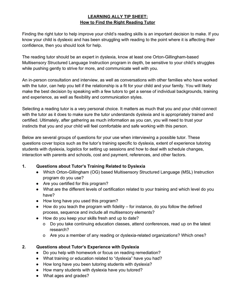 Finding the Right Reading Tutor Guide