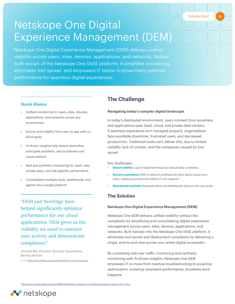 Netskope One Digital Experience Management Solution Brief