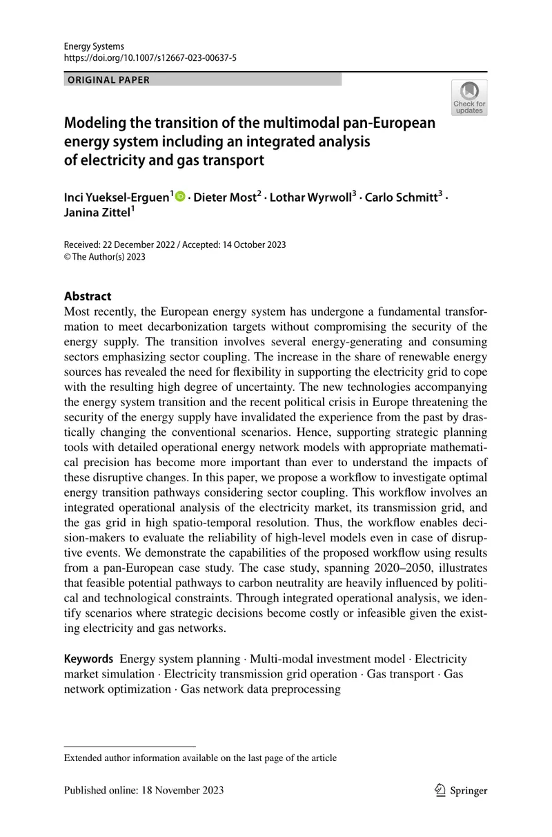 Modeling the Transition of the Pan-European Energy System
