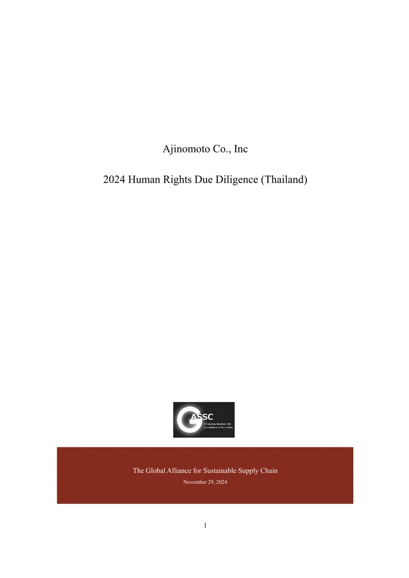 2024 Human Rights Due Diligence Report for Thailand