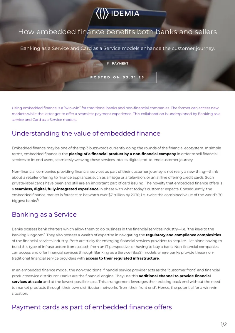 Embedded Finance and Its Impact on Banking Services