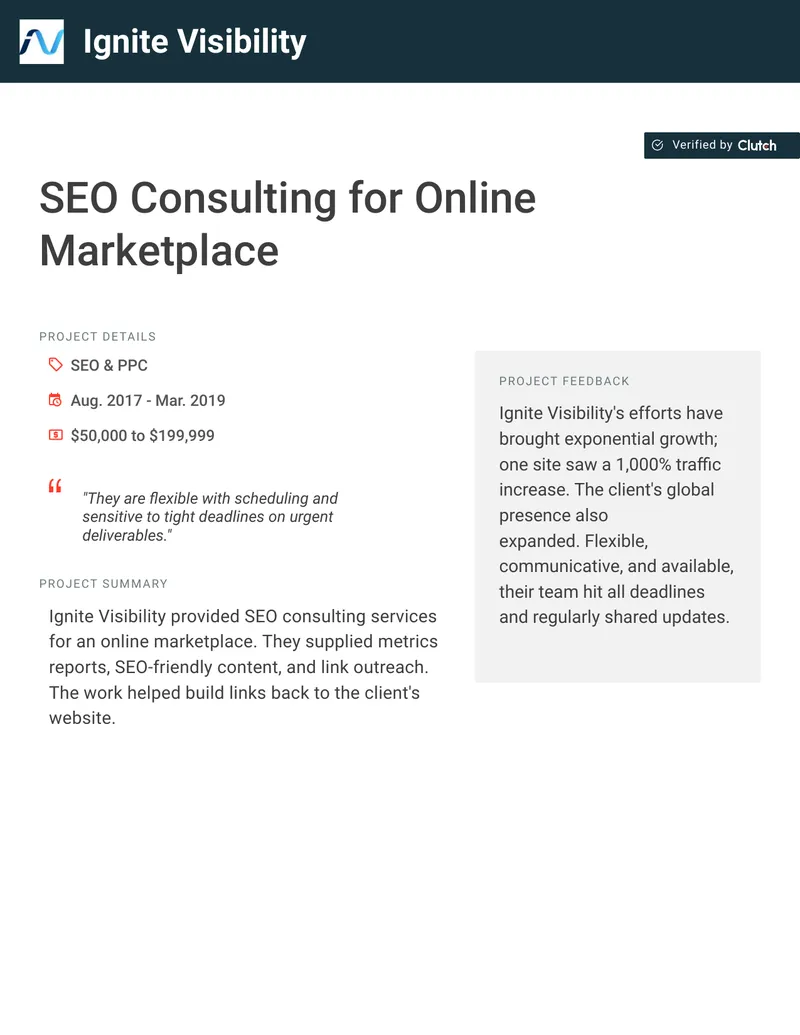 SEO Consulting Services for Online Marketplace