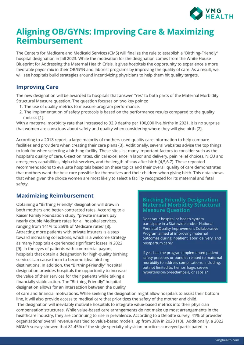 Birthing-Friendly Hospital Designation Framework