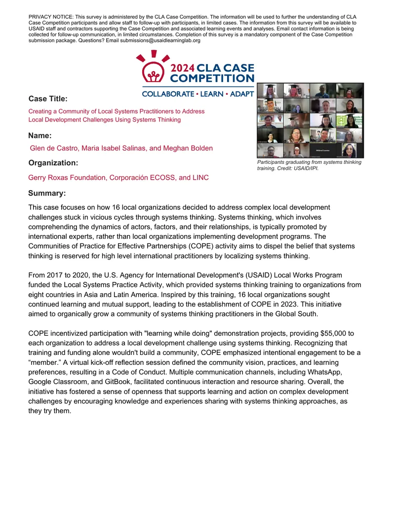 Creating a Community of Local Systems Practitioners