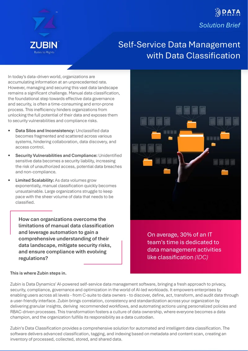 Self-Service Data Management with Data Classification