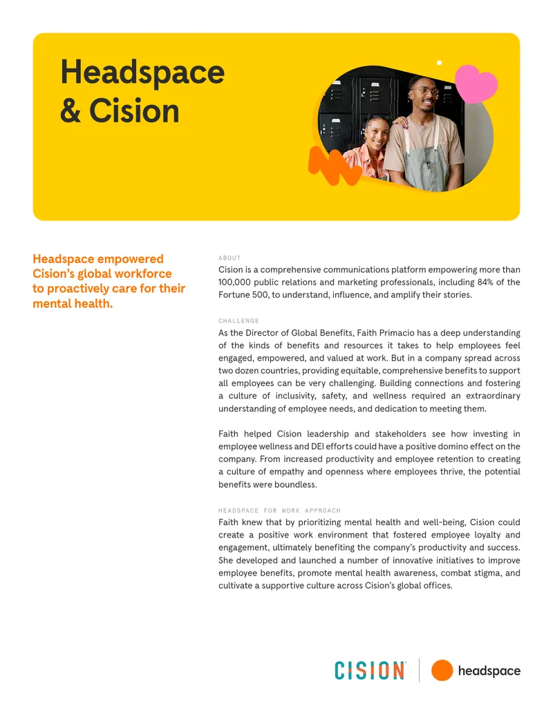 Cision Employee Wellness and Mental Health Initiatives