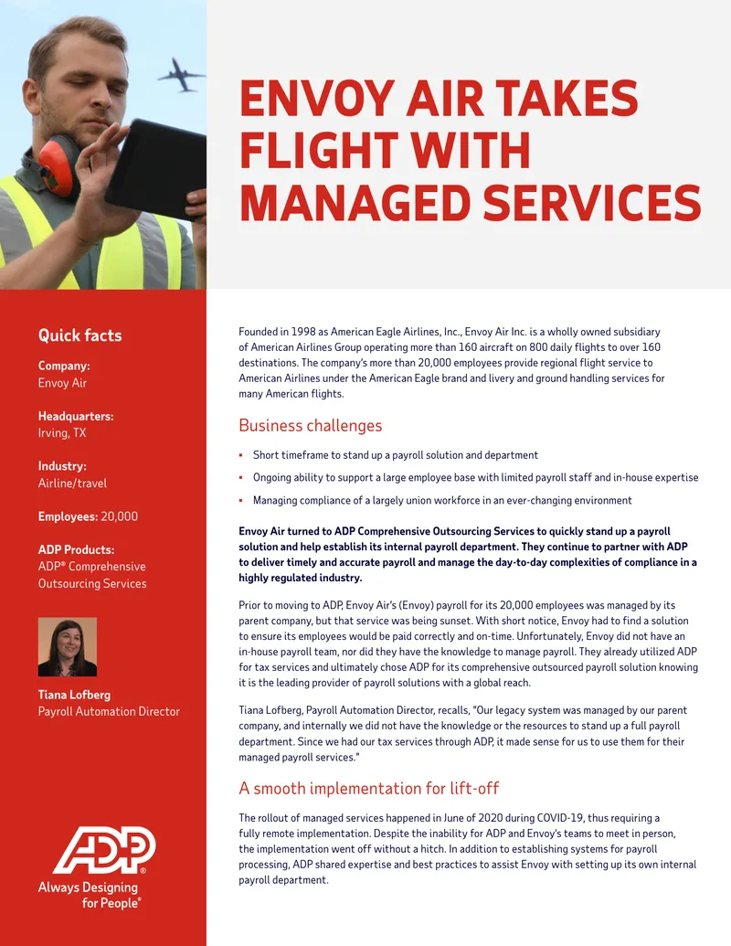 Envoy Air Payroll Management Partnership with ADP