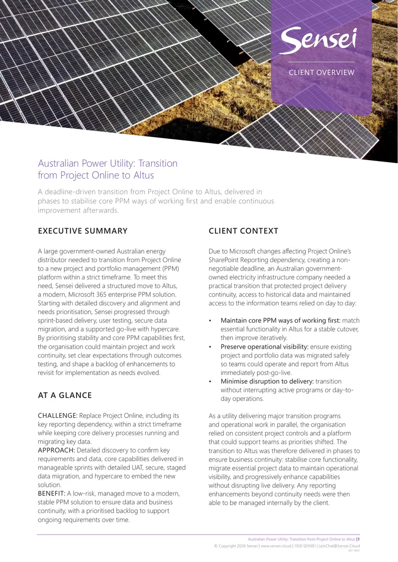 Australian Power Utility Transition to Altus
