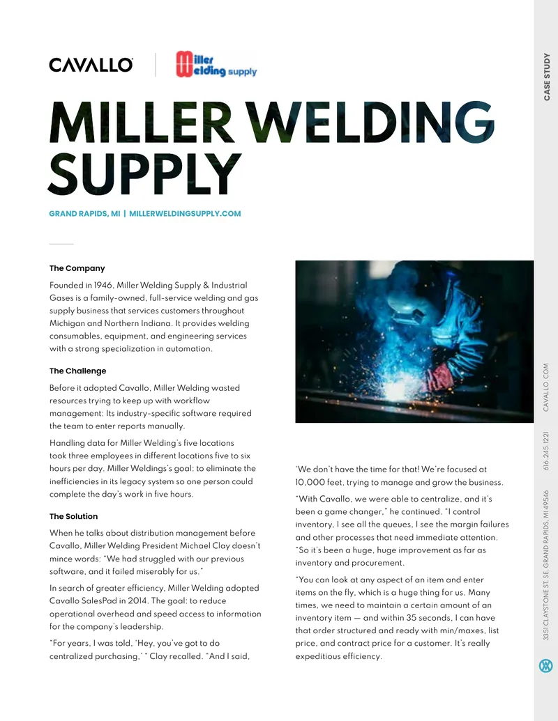 Miller Welding Supply Case Study on Cavallo Implementation
