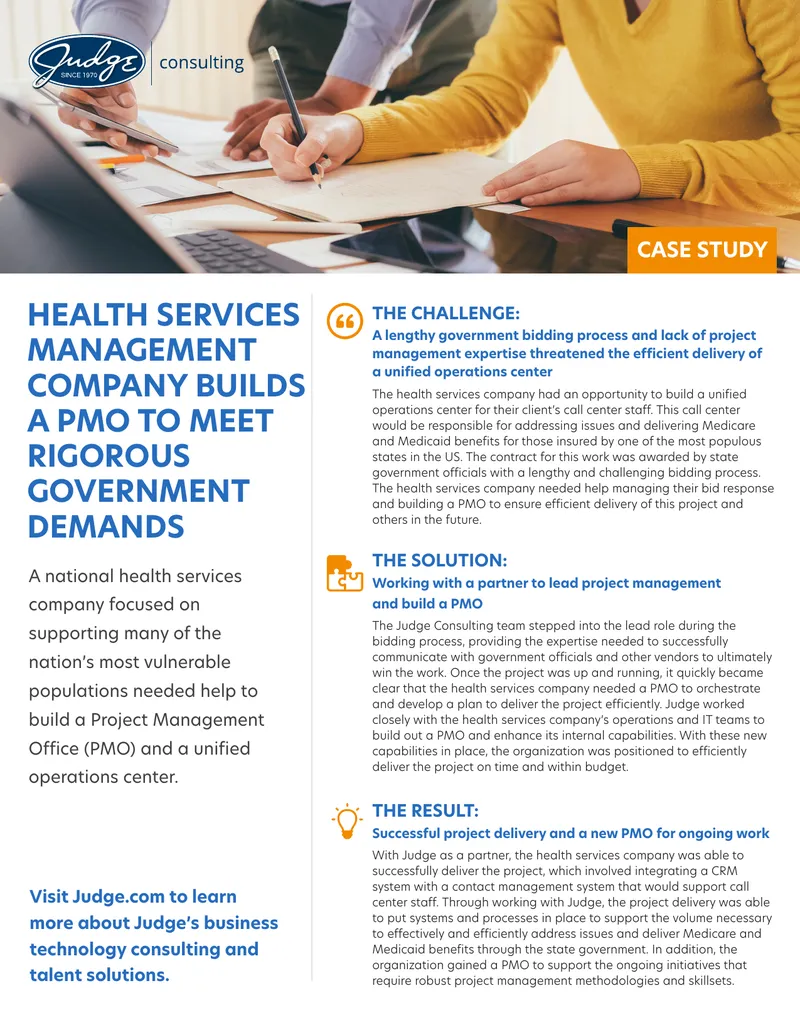 Health Services Company Builds PMO for Government Projects