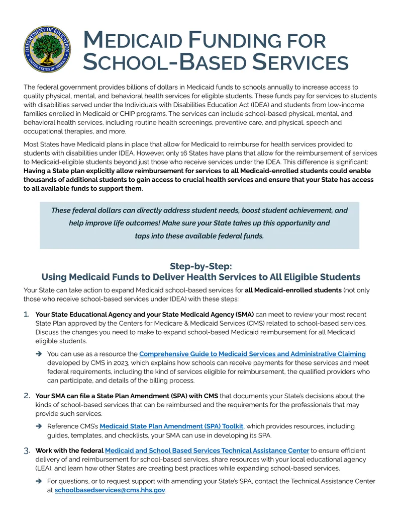 Medicaid Funding for School-Based Services