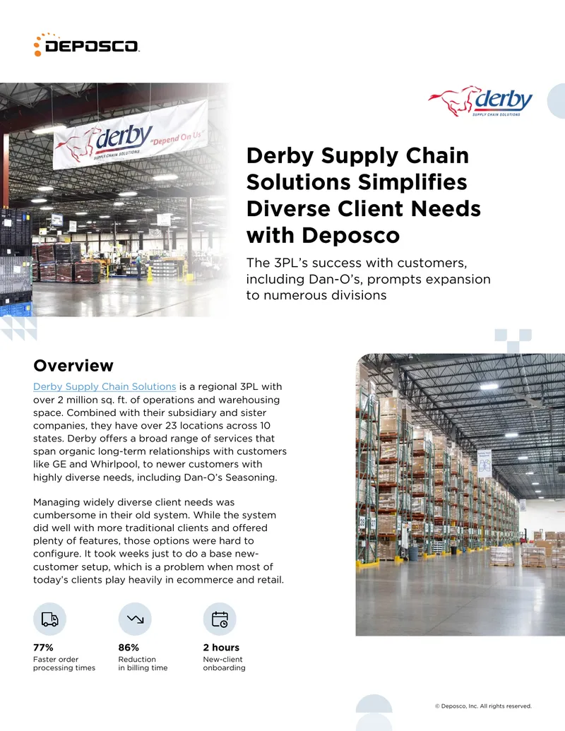 Derby Supply Chain Solutions Enhances Client Management