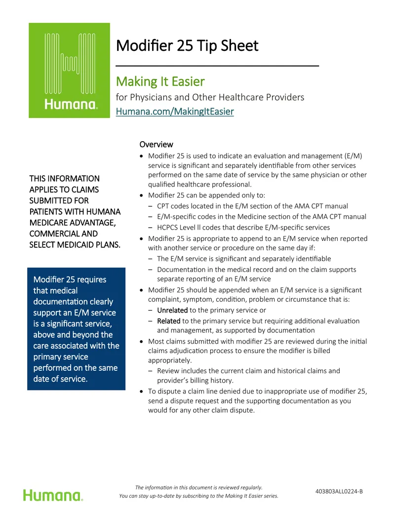Modifier 25 Guidelines for E/M Services