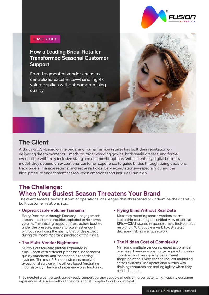 Bridal Retailer Seasonal Customer Support Transformation