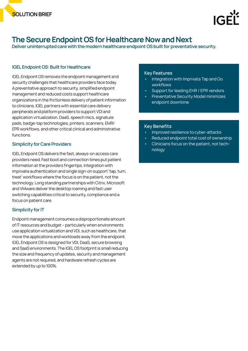 IGEL Endpoint OS for Healthcare Management