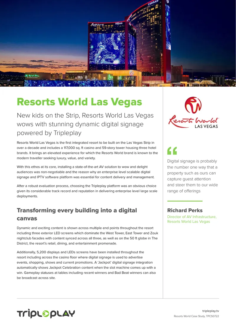 Resorts World Las Vegas Digital Signage Case Study