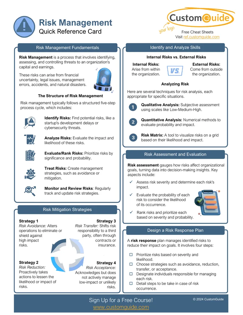 Risk Management Fundamentals Quick Reference Card
