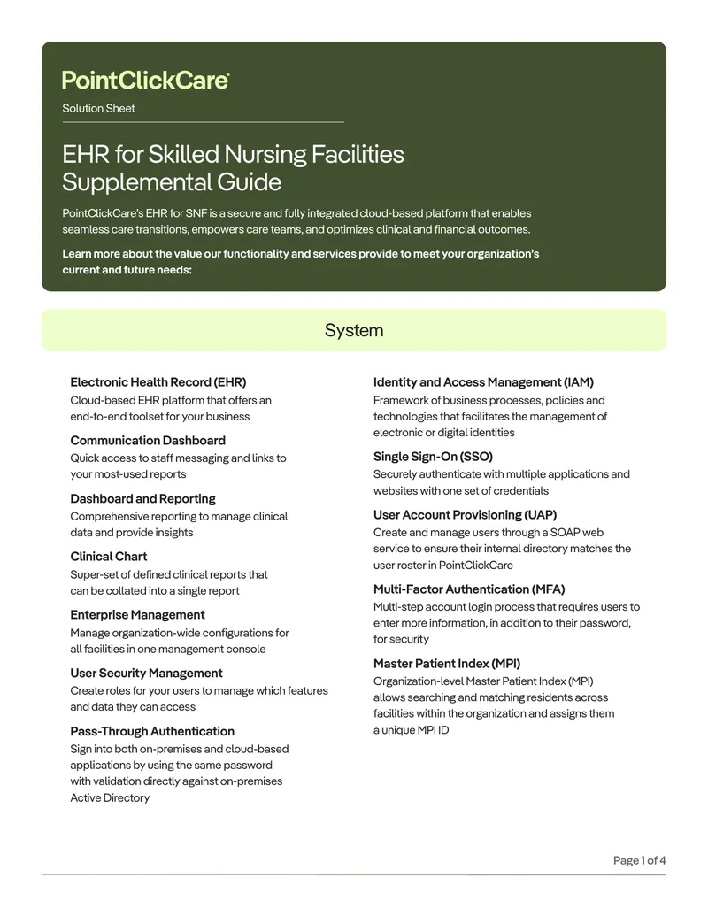 EHR for Skilled Nursing Facilities Supplemental Guide
