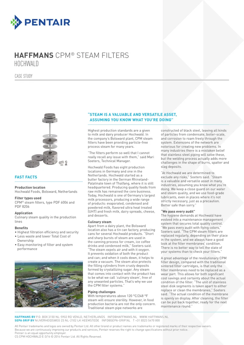 Hochwald Foods Culinary Steam Quality Case Study