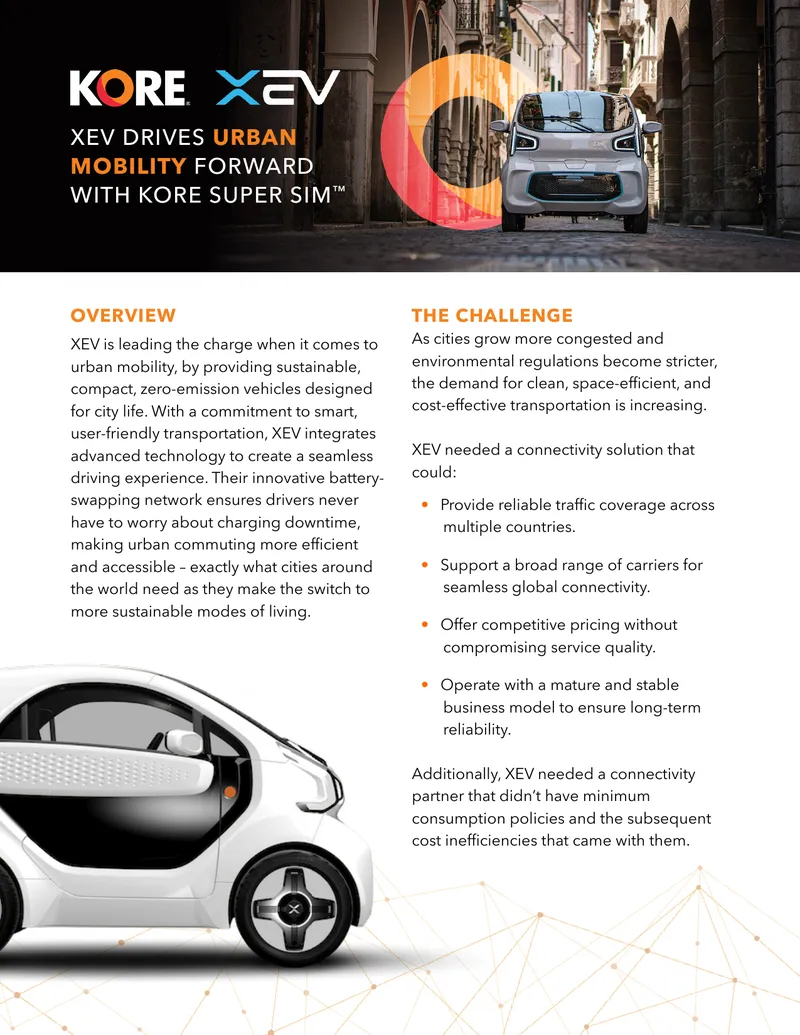 XEV Connectivity Solution Implementation with KORE Super SIM