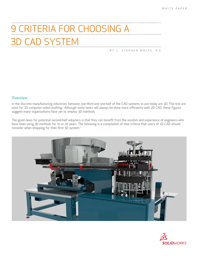 Criteria for Selecting a 3D CAD System