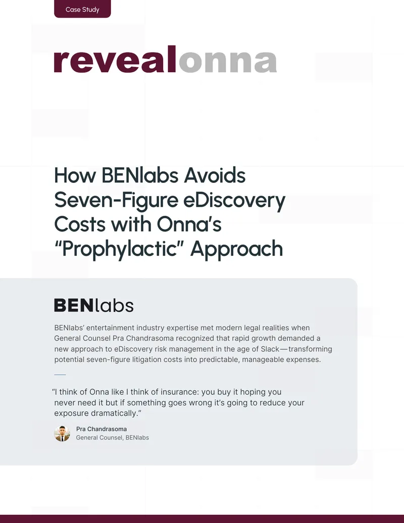 BENlabs eDiscovery Cost Management Case Study