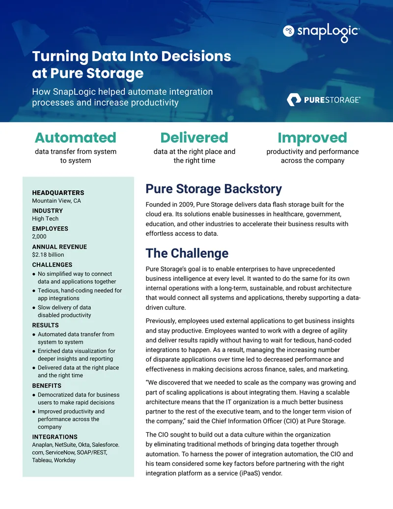Automation of Data Integration at Pure Storage