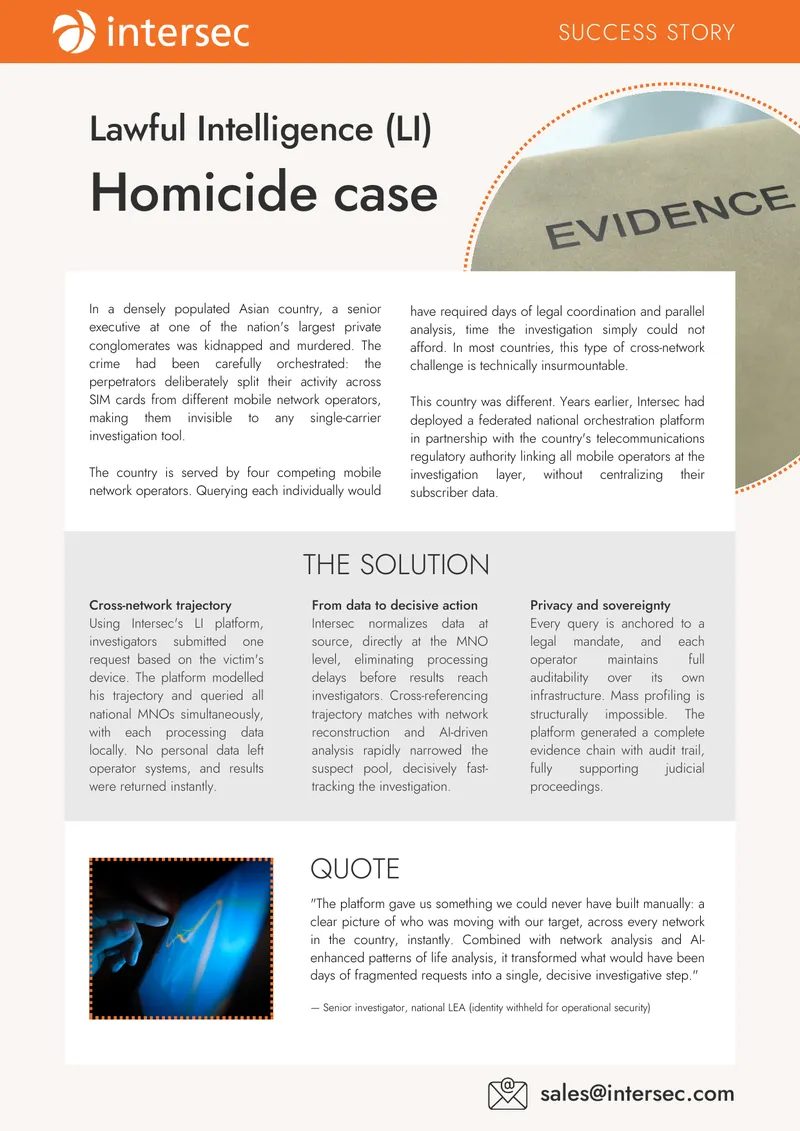 Lawful Intelligence Platform for Homicide Investigation