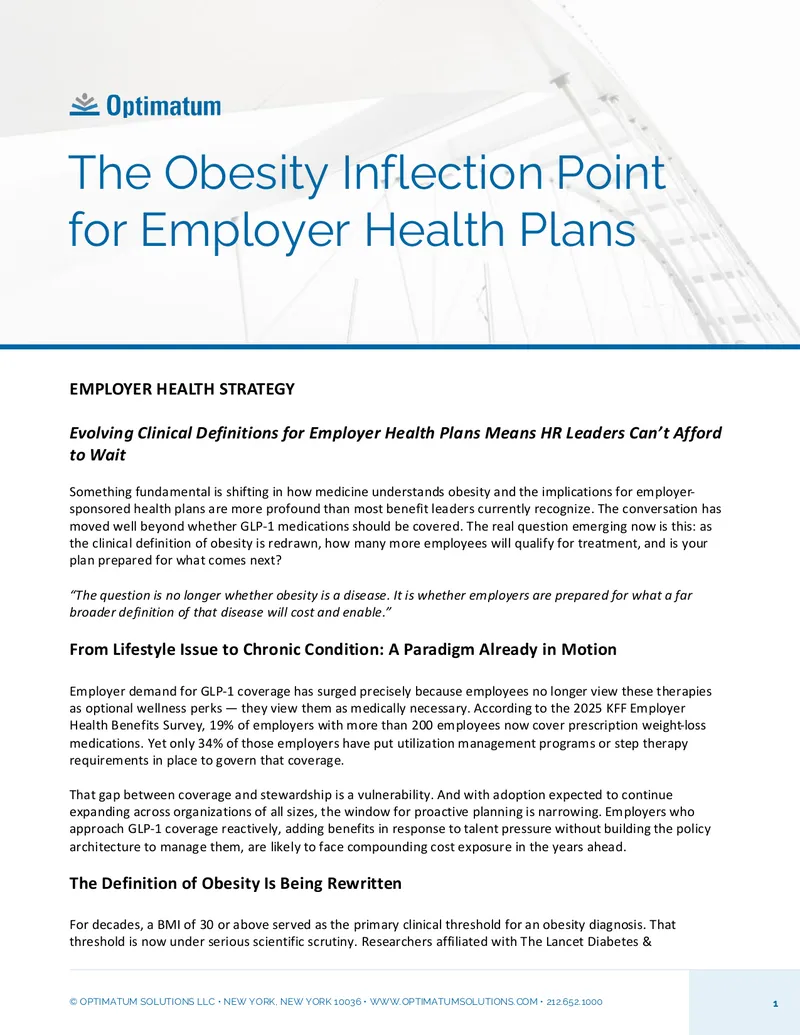 Evolving Clinical Definitions for Employer Health Plans