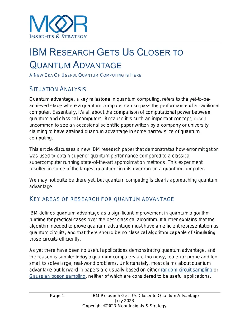IBM Research Advances Towards Quantum Advantage