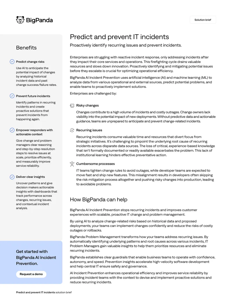 Predict and Prevent IT Incidents Solution Brief