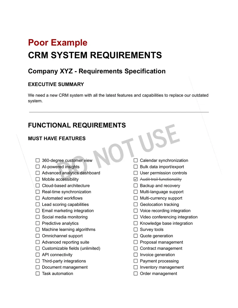 CRM System Requirements Specification Document