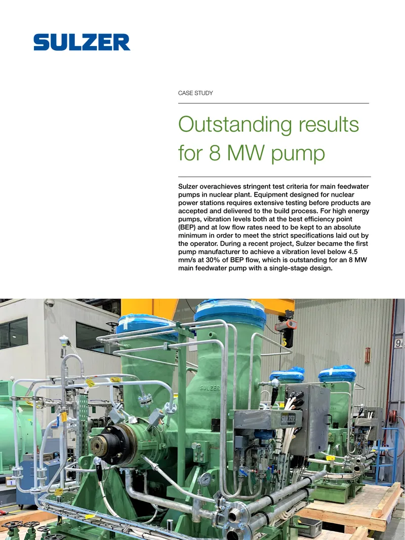 Case Study on Sulzer's Main Feedwater Pumps