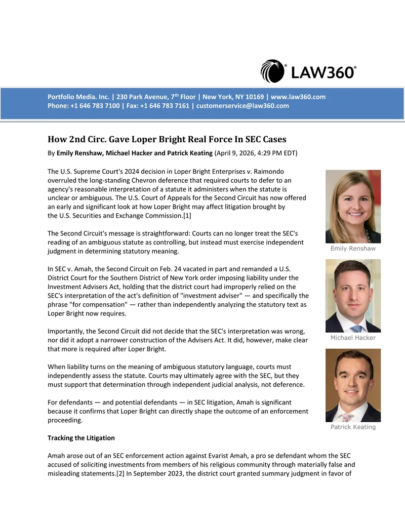 Impact of Loper Bright on SEC Litigation
