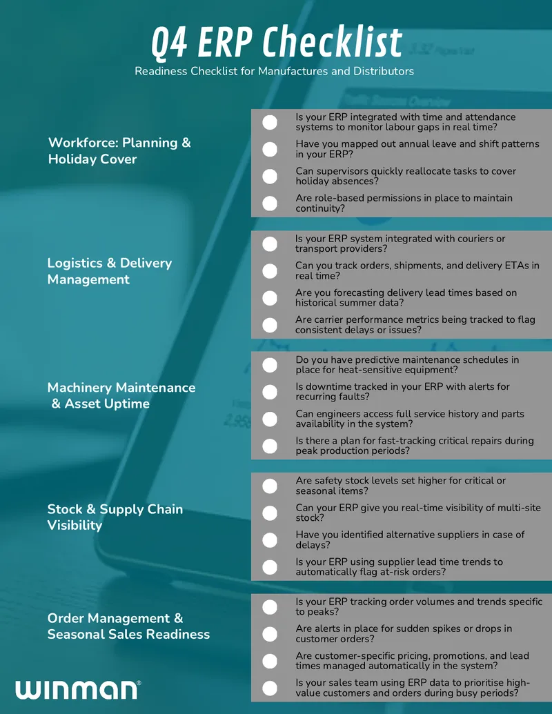 Q4 ERP Readiness Checklist for Manufacturers and Distributors