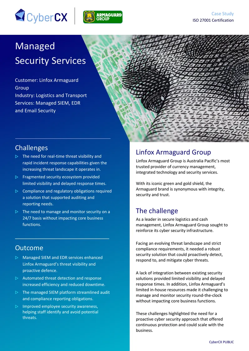 ISO 27001 Certification Case Study for Linfox Armaguard